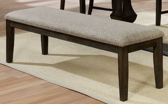 Faulk Warm Gray Fabric/Espresso Wood Bench