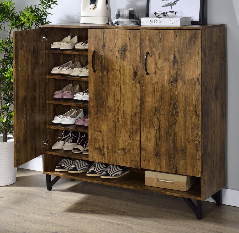 Nimeda Salvage Oak Wood Cabinet with Open Shelf