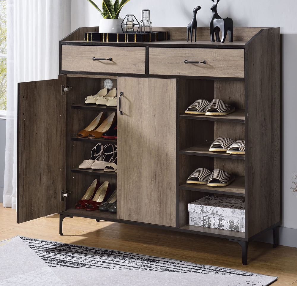 Pavati Rustic Gray Oak Wood 2-Drawer Cabinet