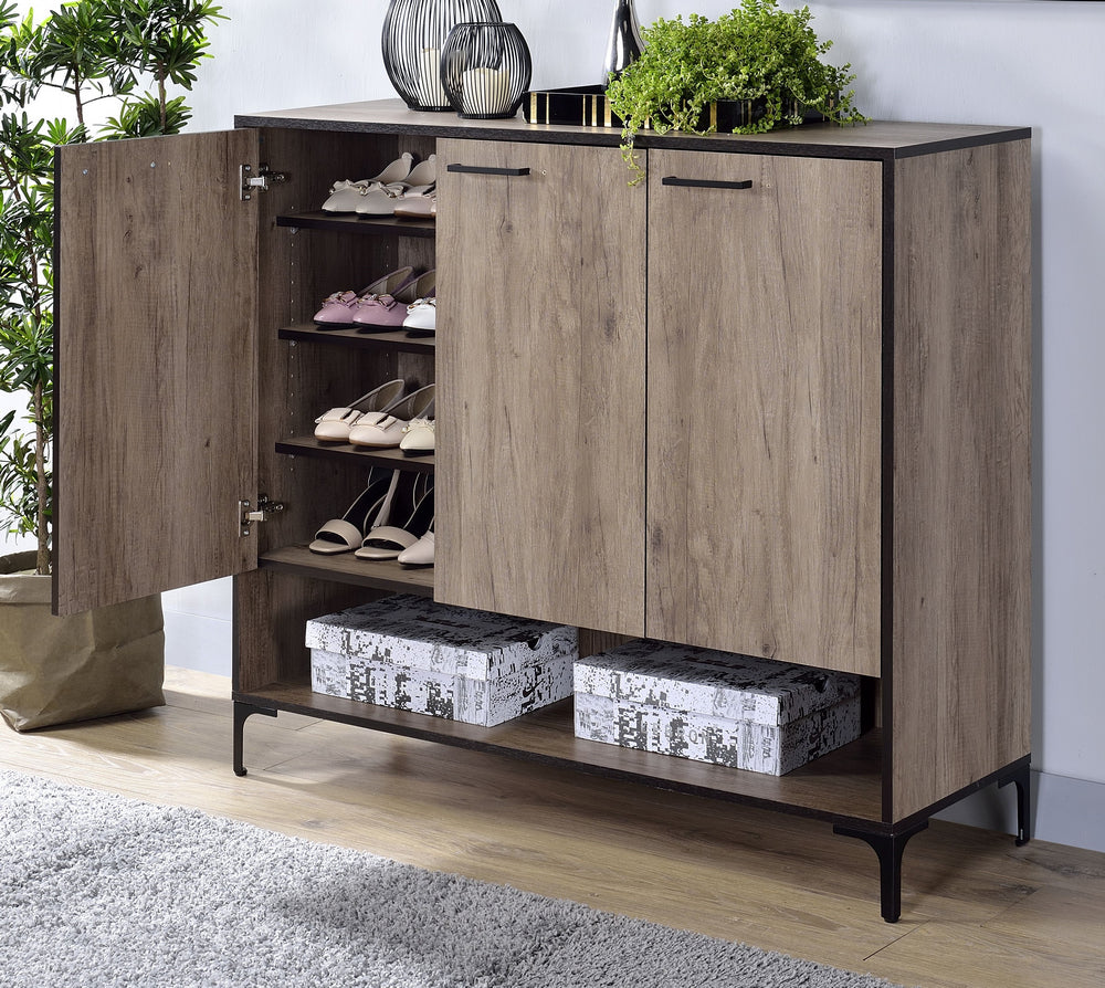 Pavati Rustic Gray Oak Wood Cabinet with Open Shelf