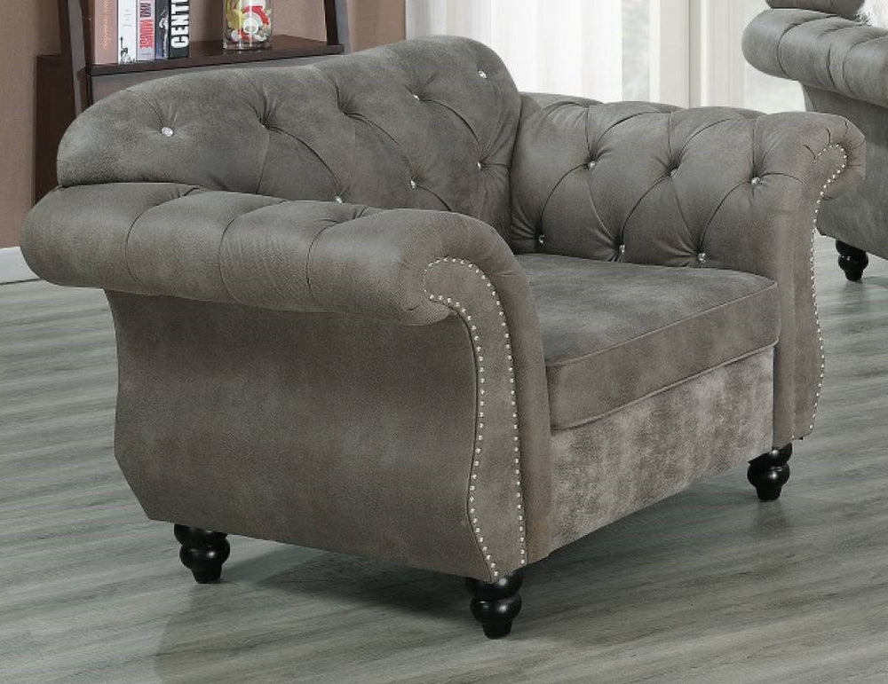 Raquel Slate Grey Breathable Leatherette Tufted Chair