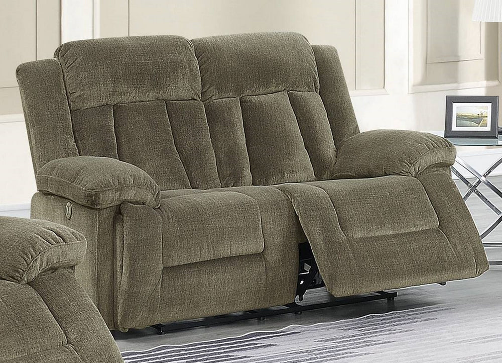 Daniella Tan Chenille Power Recliner Loveseat with USB