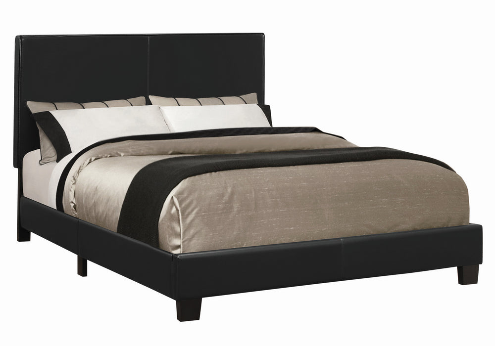 Mauve Black Leatherette Upholstered Queen Platform Bed