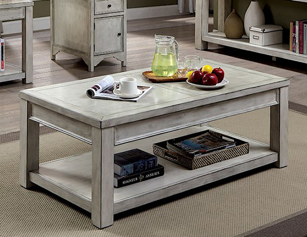 Meadow Antique White Wood Coffee Table