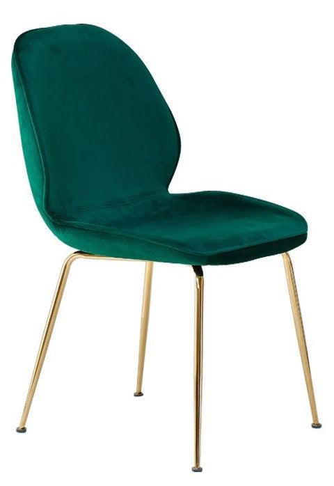 Tara 2 Green Velvet/Gold Metal Side Chairs