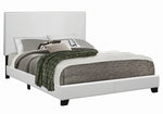 Mauve White Leatherette Upholstered Queen Platform Bed