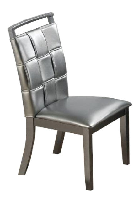 Esther 2 Metallic Grey Faux Leather/Wood Side Chairs