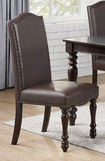 Ivy 2 Cherry Faux Leather/Wood Side Chairs with Nailheads