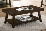 Makenna Walnut Wood Coffee Table with Bottom Shelf