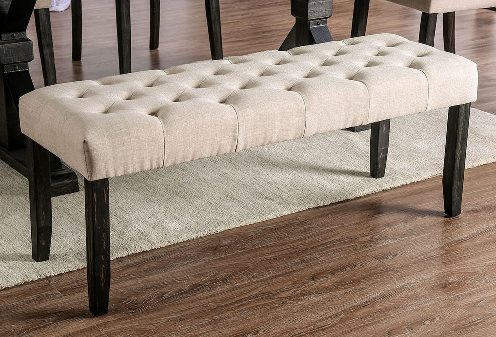 Alfred Ivory Linen-Like Fabric Dining Bench