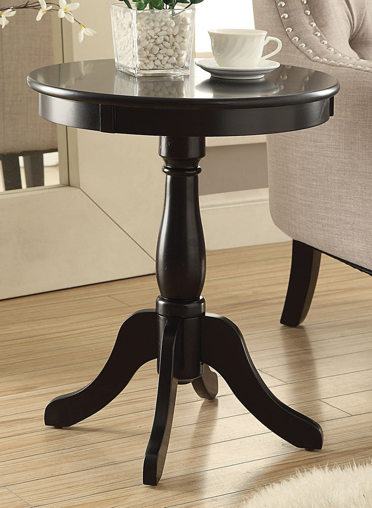 Alger Black Wood Round Side Table