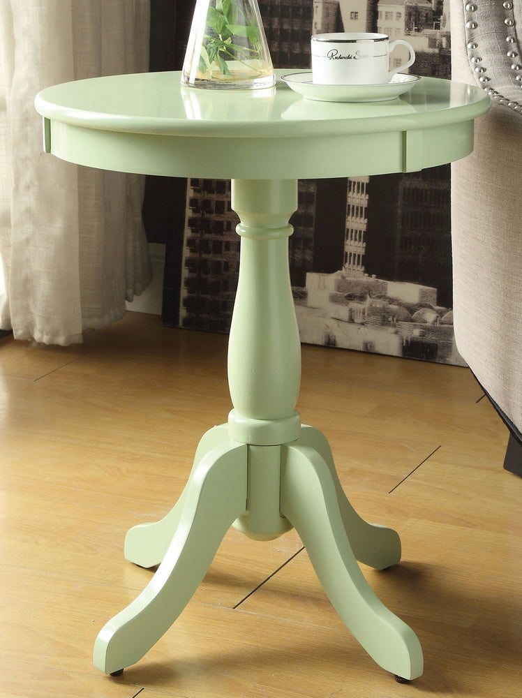 Alger Light Green Wood Round Side Table