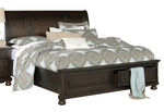 Begonia Gray Wood Queen Sleigh Bed with Storage