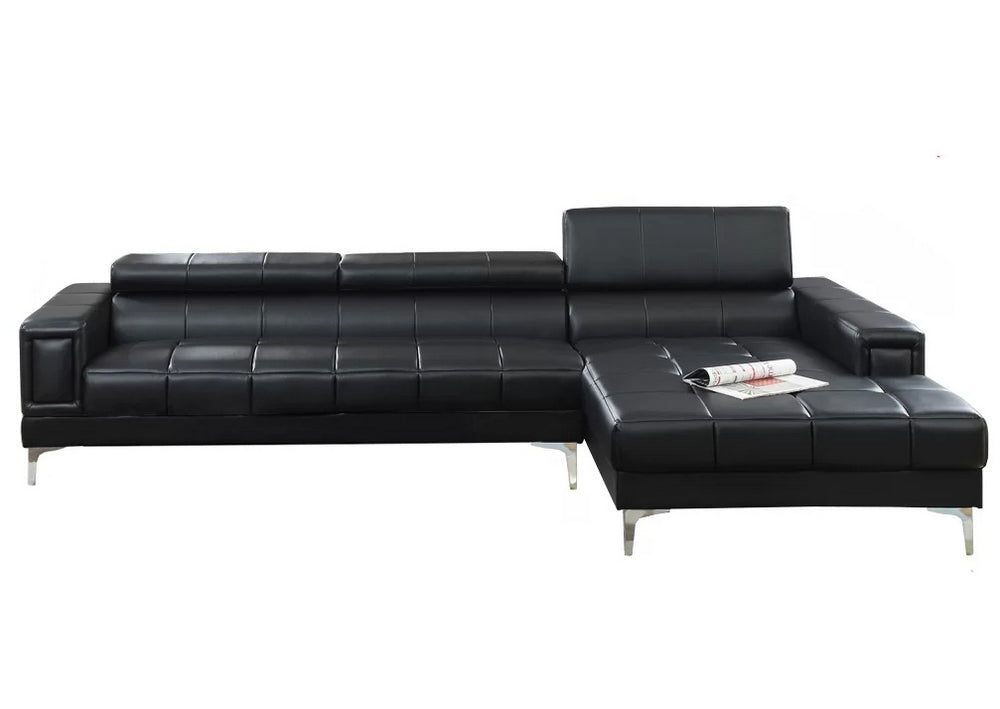 Ileana Black Bonded Leather RAF Sectional Sofa