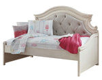 Realyn Neutral Fabric/Chipped White Wood Twin Daybed