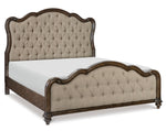 Heath Court Brown Fabric/Oak Wood King Bed