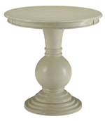 Alyx Antique White Wood Round Pedestal Accent Table