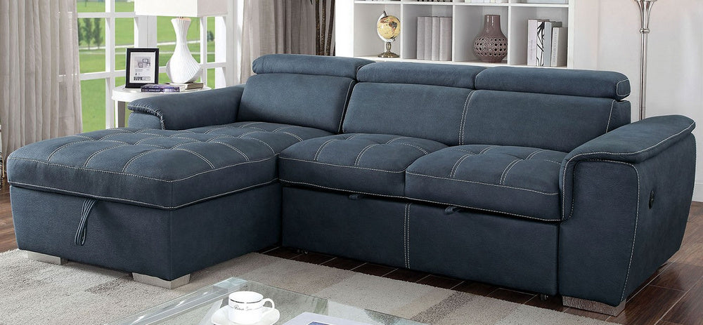 Patty Blue Gray LAF Sectional Sofa Bed w/USB