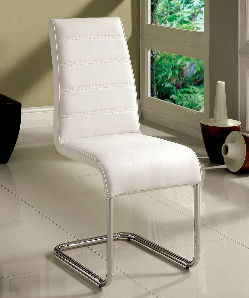 Mauna 2 White Leatherette/Chrome Side Chairs
