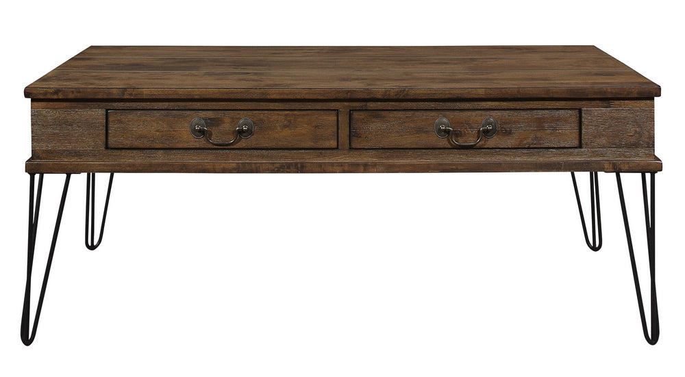 Shaffner Rustic Oak Wood Rectangular Cocktail Table