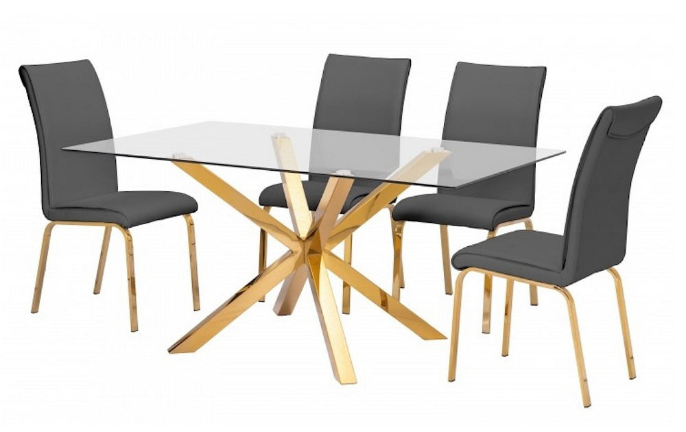 Beverley 5-Pc Gold & Black Dining Table Set