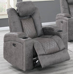 Allyson Antique Grey Breathable Leatherette Power Recliner