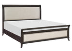 Hebron Dark Cherry Wood/Beige Fabric King Bed