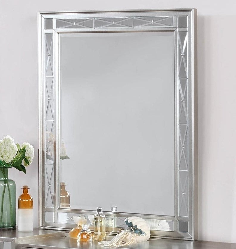 Leighton Metallic Mercury Wood Frame Vanity Mirror