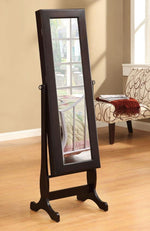 Eliza Cappuccino Wood Jewelry Cheval Mirror