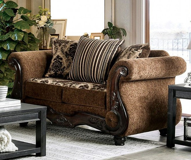 Tilde Brown Small Weave Chenille Loveseat