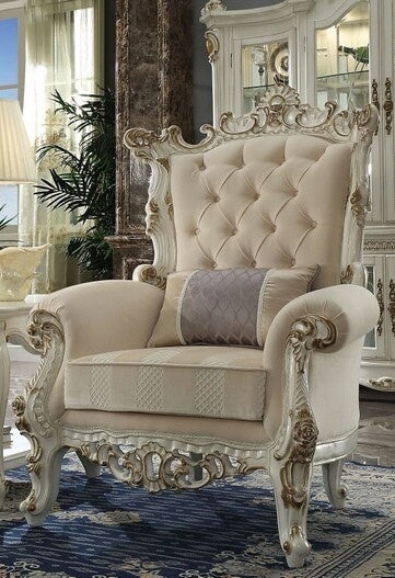 Picardy II Antique Pearl Finish/Fabric Accent Chair