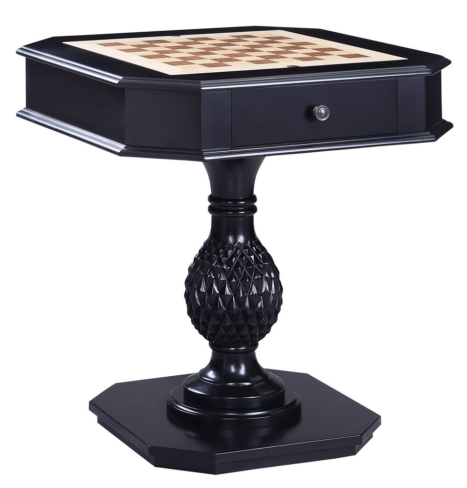 Bishop II Black Wood Game Table with 2 Drawers