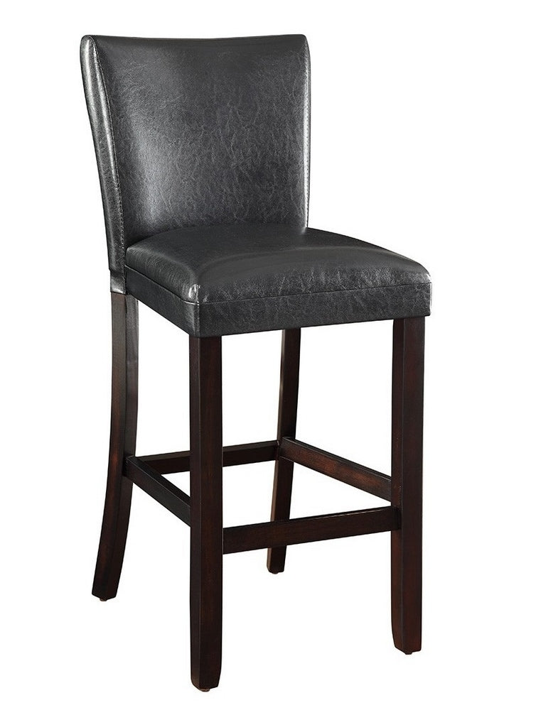 Mannes 2 Black Leatherette/Cappuccino Wood Bar Stools