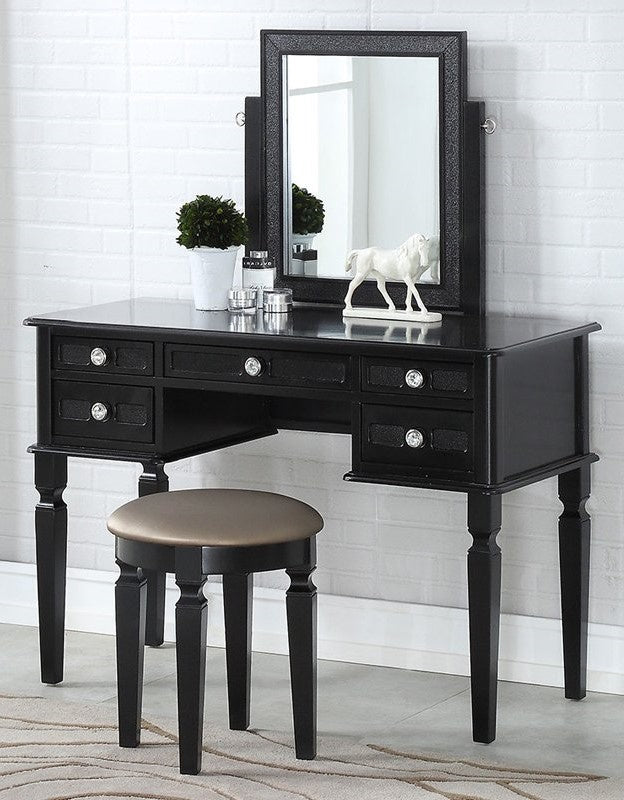 Bonnie 3-Pc Galaxy Black Wood/Fabric Vanity Set