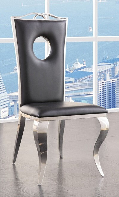 Cyrene 2 Black PU Leather/Chrome Metal Side Chairs