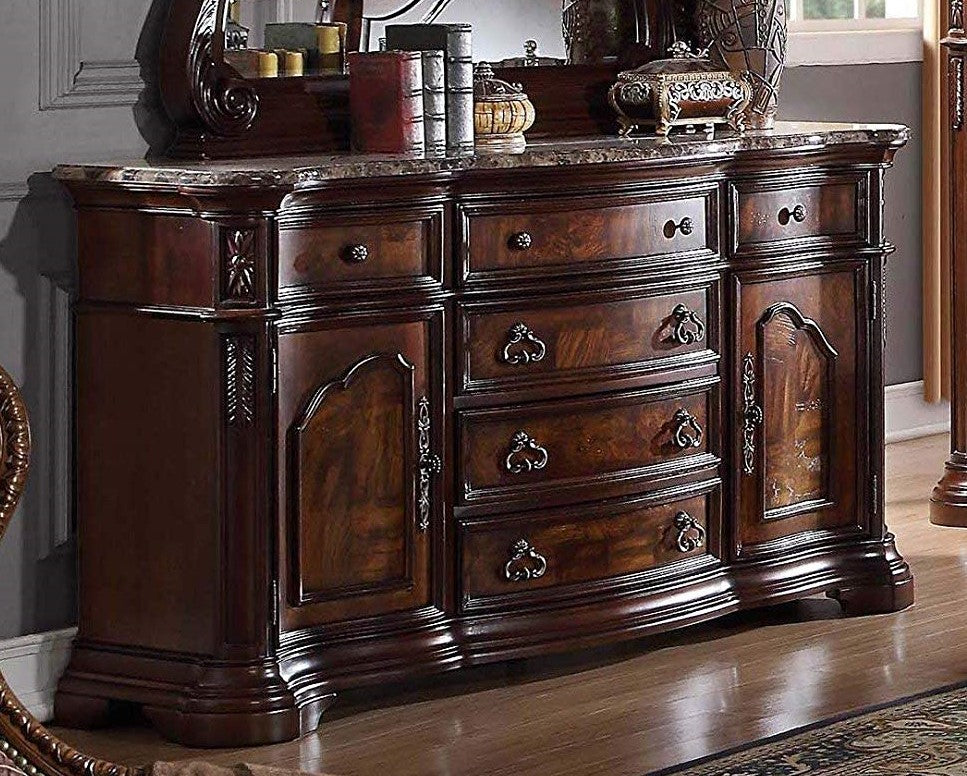 Sara Walnut Wood Dresser with Marble Top