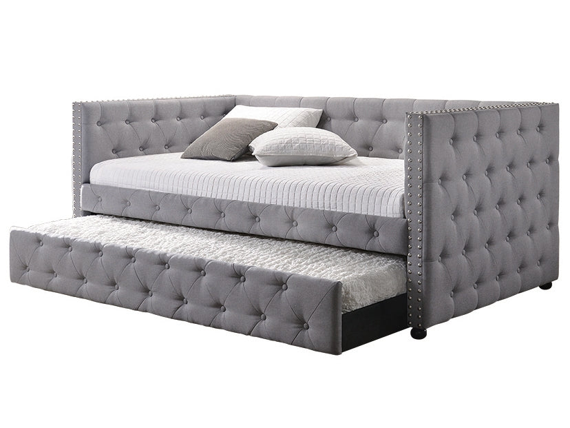 Mockern Grey Linen-Like Twin Daybed with Trundle