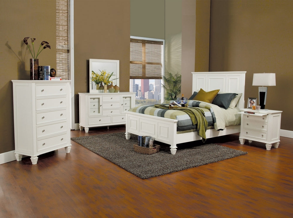 Sandy Beach 5-Pc White Wood Queen Panel Bedroom Set