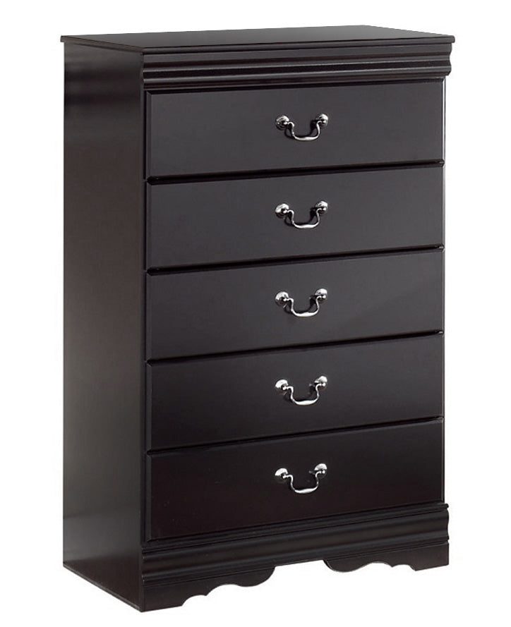 Huey Vineyard Black Wood 5-Drawer Chest