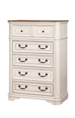 Pembroke Antique Whitewash Wood 5-Drawer Chest