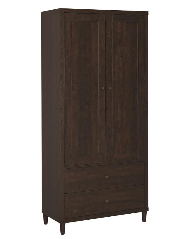 Abina Rustic Dark Brown Wood Tall Cabinet