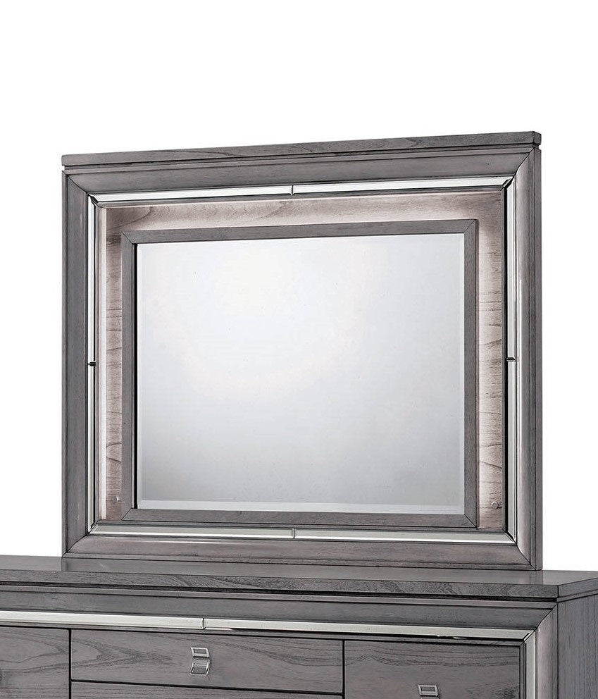 Alanis Light Gray Wood Frame Dresser Mirror