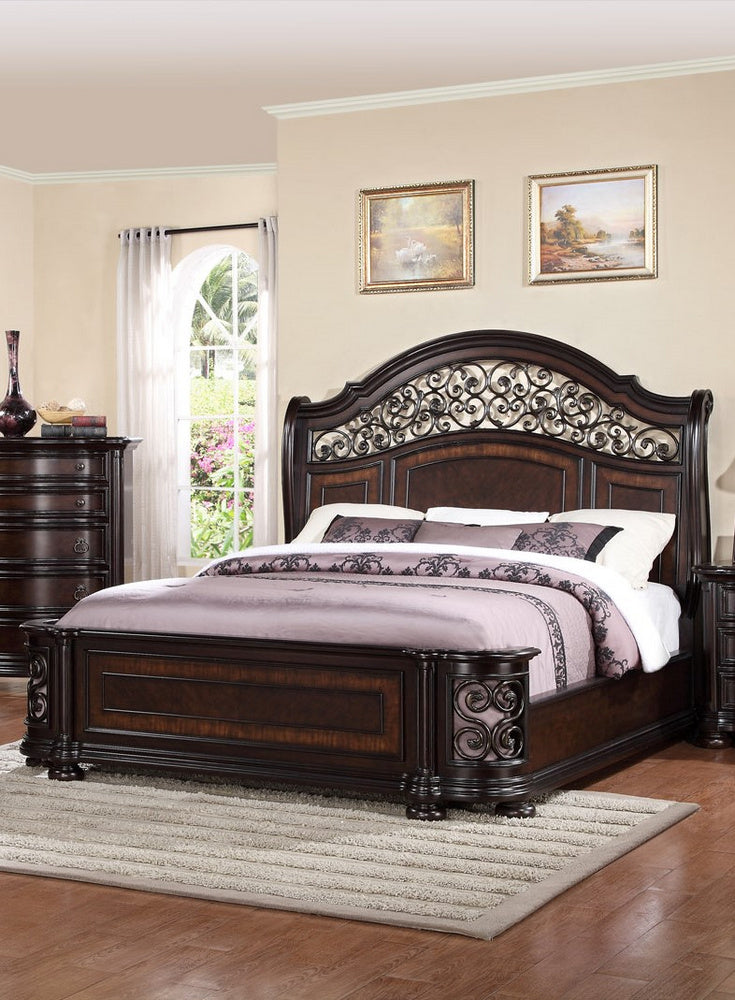 Allison Dark Brown Queen Bed (Oversized)