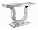 Amala Clear Mirror Console Table with U-Shaped Base