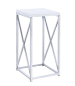 Ambrose Chrome Finish Accent Table with Glossy White Top