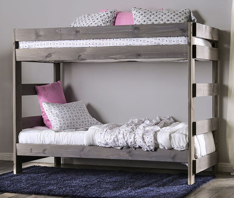 Arlette Gray Pine Wood Twin/Twin Bunk Bed