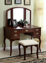 Ashland Cherry Wood Vanity with Mirror & Stool