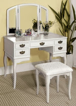 Ashland White Wood Vanity with Mirror & Stool