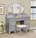 Athy Silver Wood Vanity with Mirror & Stool