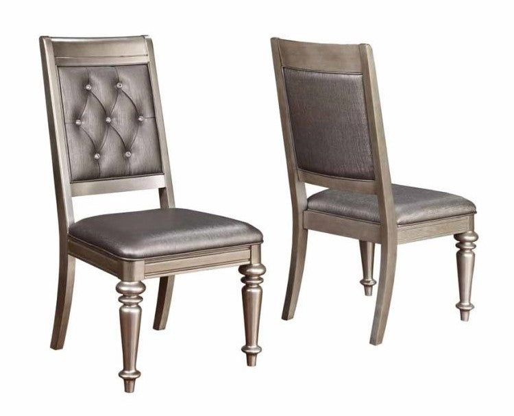 Bling Game 2 Metallic Platinum Wood/Leatherette Side Chairs